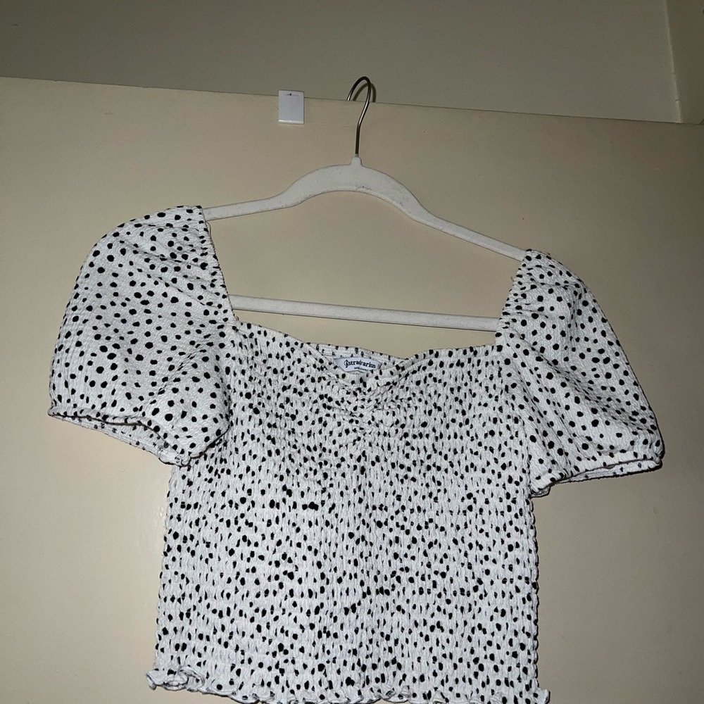 Women's Black and White Polka Dot Shirt Top